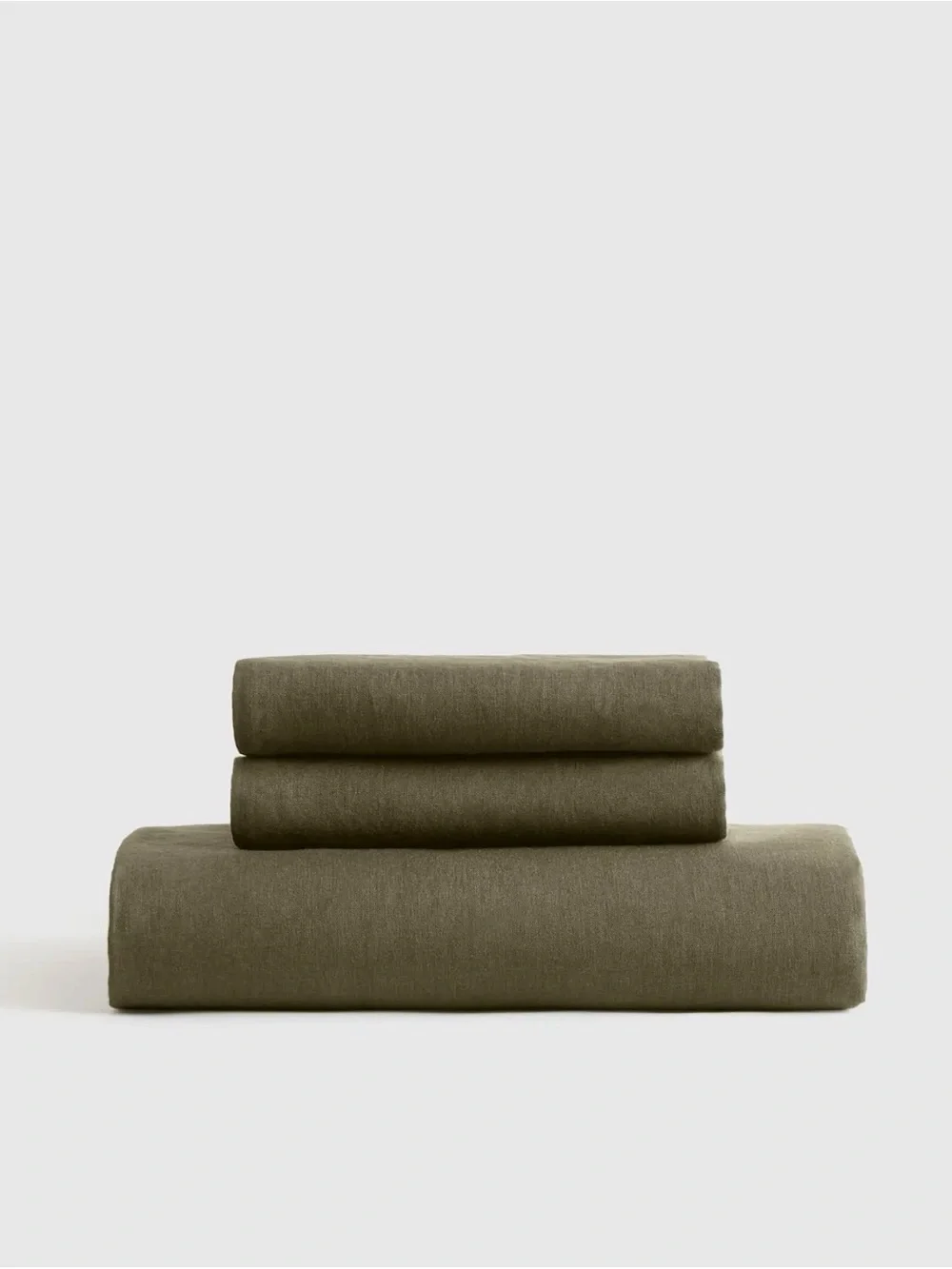 Quince Europe Linen King Fitted Sheet Set - Dusty Olive - Retail $144